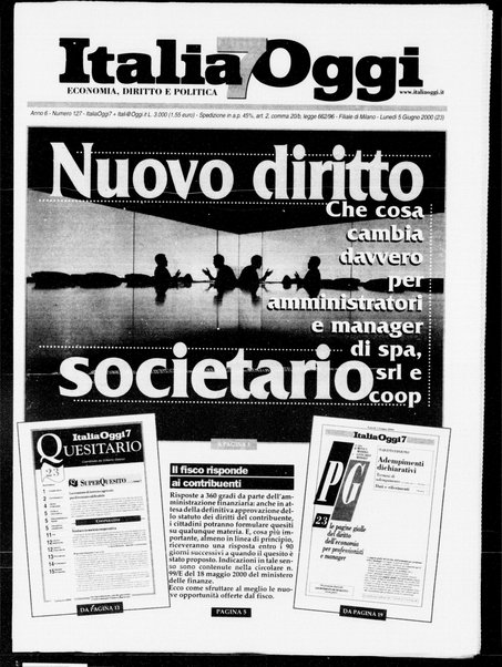 Italia oggi : quotidiano di economia finanza e politica